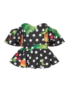 Caroline Constas polka dot fruit bustier blouse